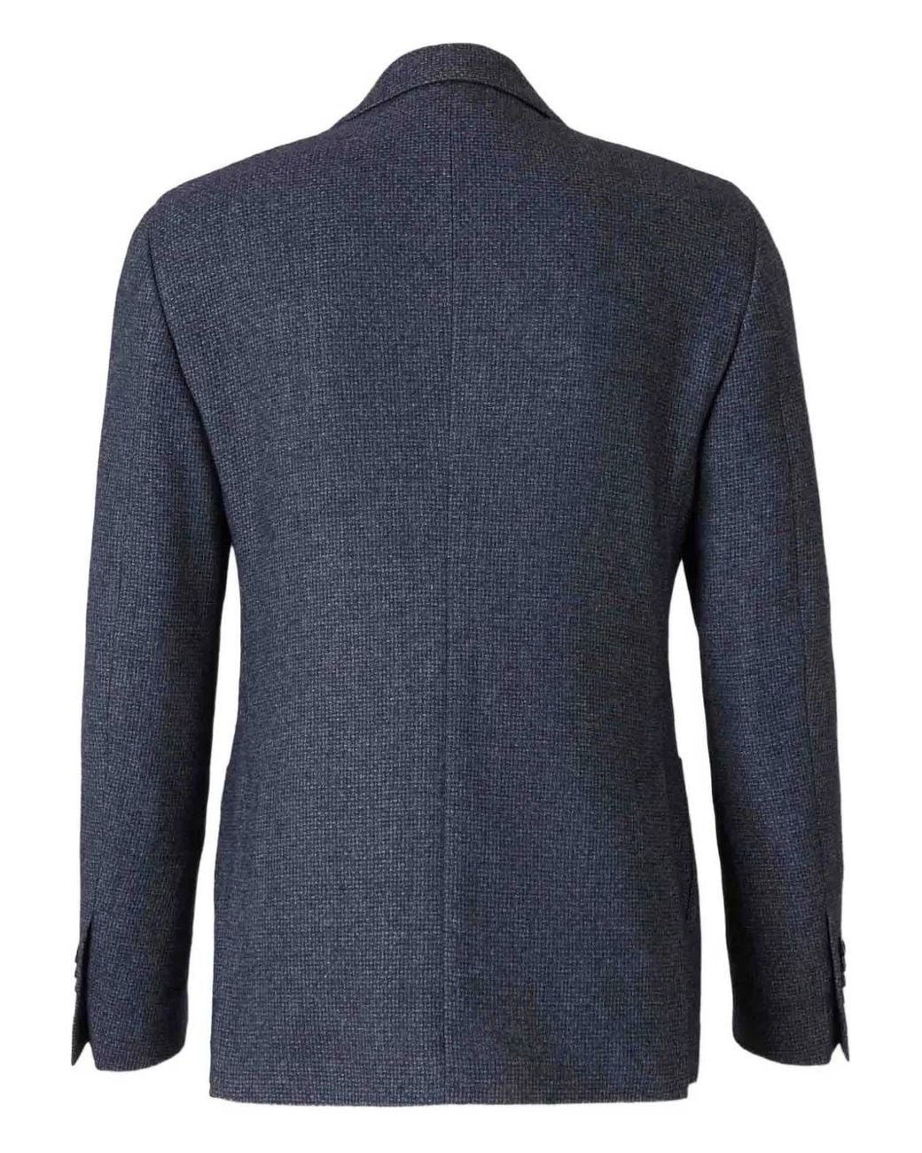 Lardini Blue Textured Single-Breasted Jacket for men