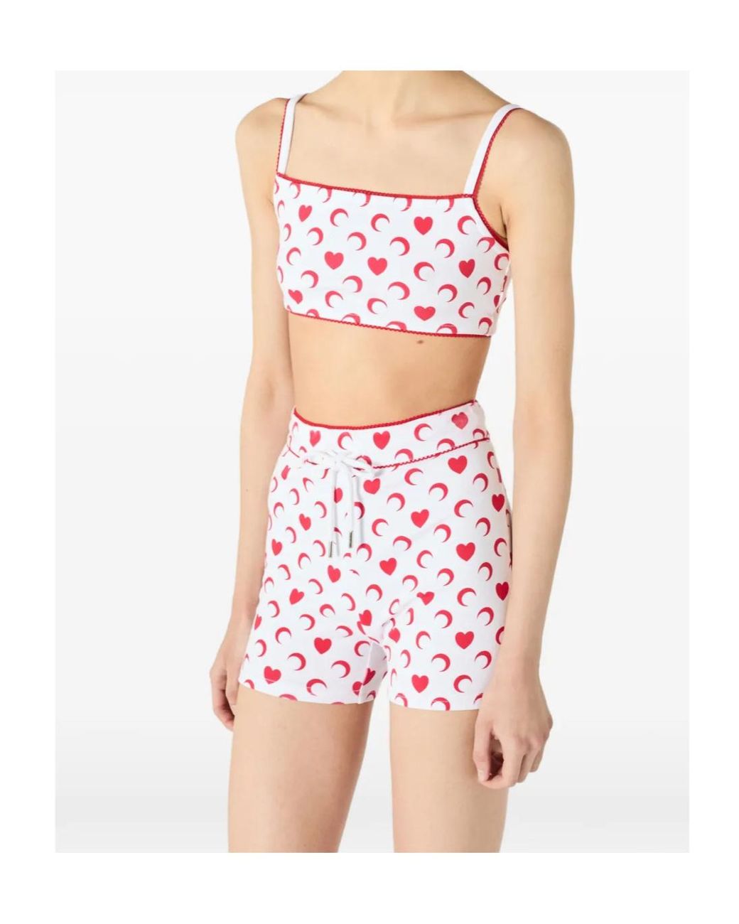 MARINE SERRE Red Moon Heart Printed Mini Shorts