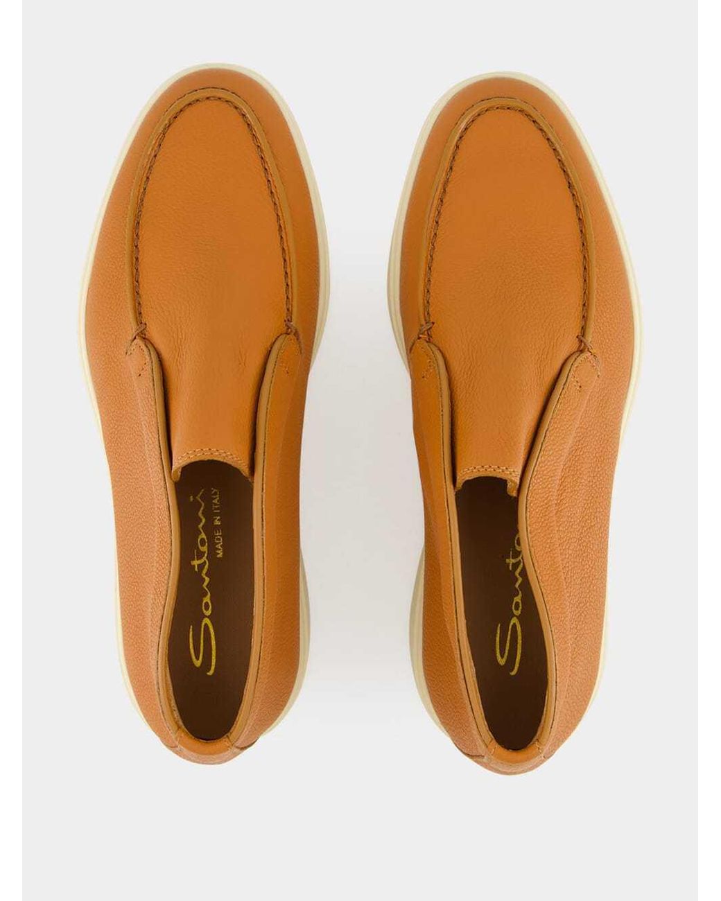 Santoni Brown Leather Slip-On Boots