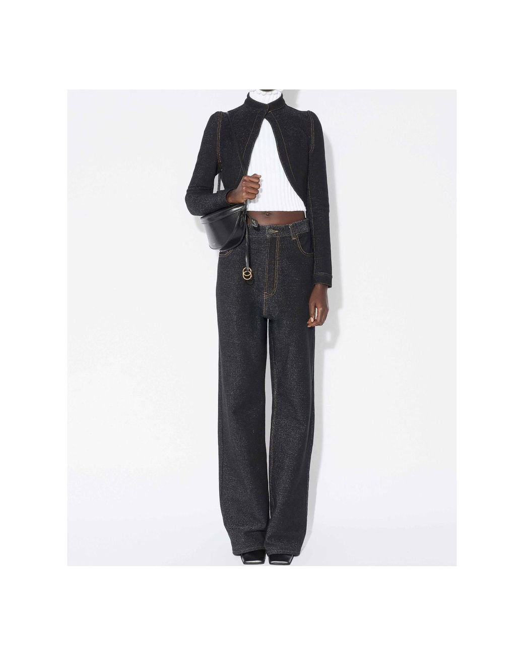 Alaïa Blue Alaïa Denim Knit Cropped Jacket