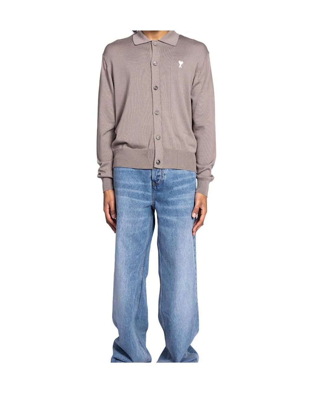 AMI Blue Ami De Coeur Knitted Cardigan for men