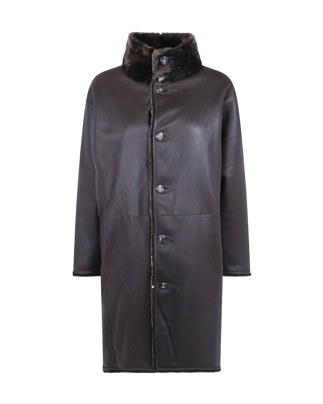 Yves Salomon Gray Long-Sleeved Reversible Coat