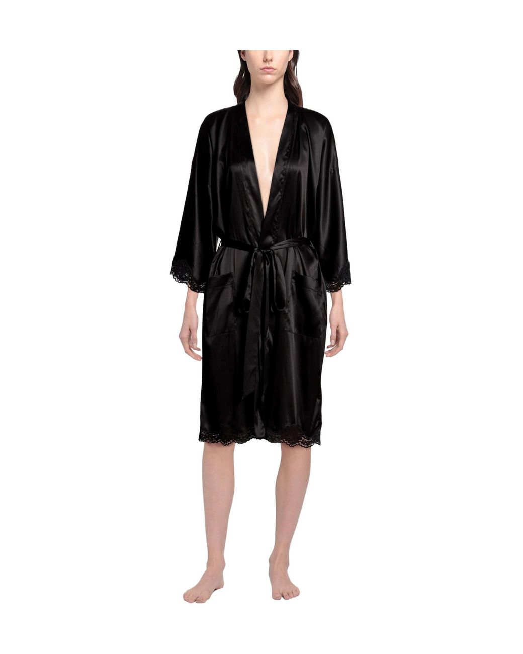 Dolce & Gabbana Black Solid Color Dressing Gowns