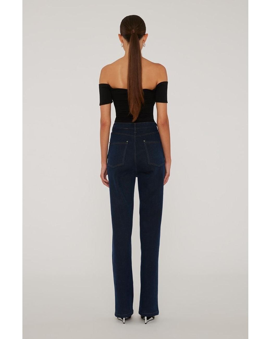 ROTATE BIRGER CHRISTENSEN Blue Straight-Leg Cotton-Blend Jeans