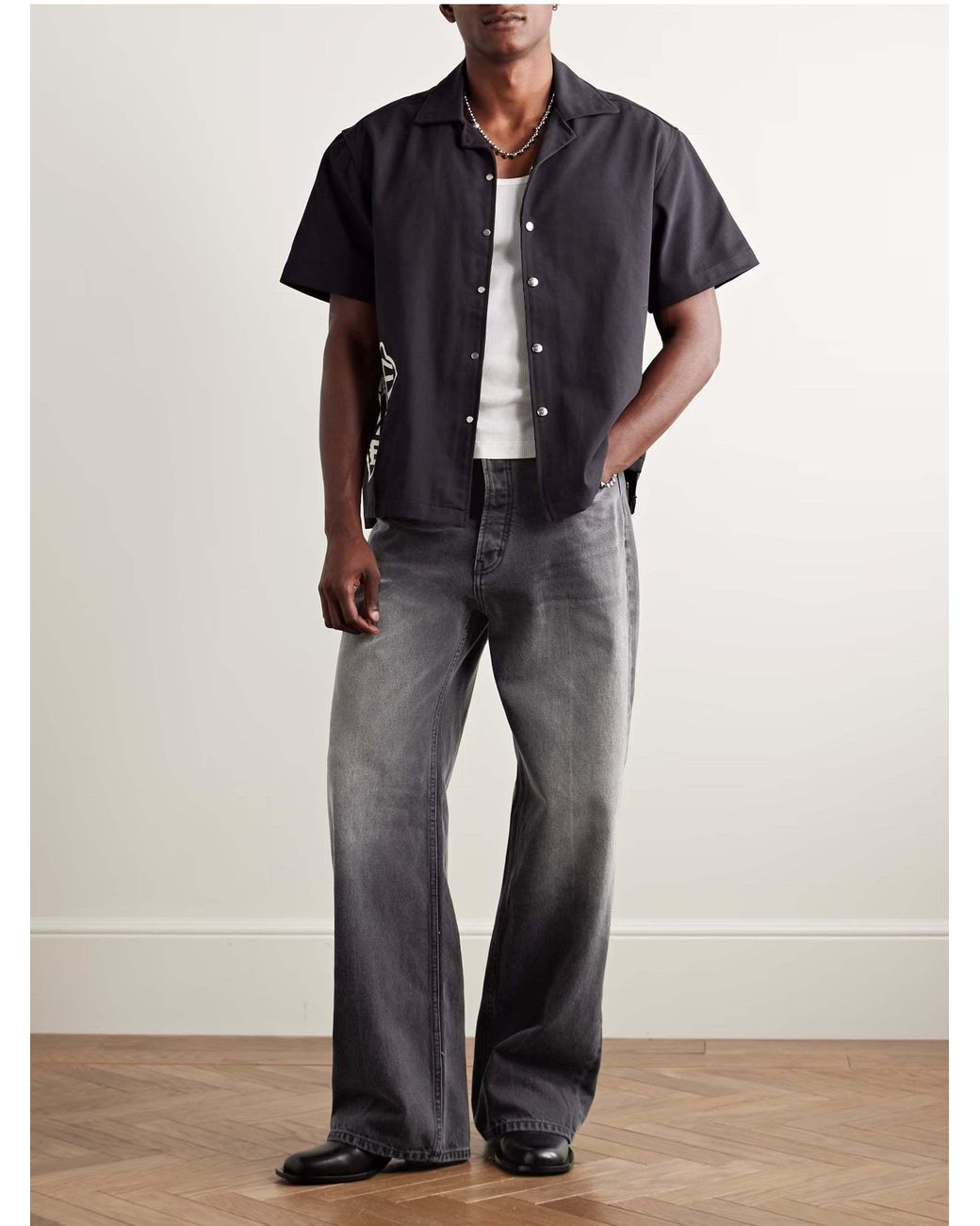 Rhude Gray Belt-Loop Jeans for men