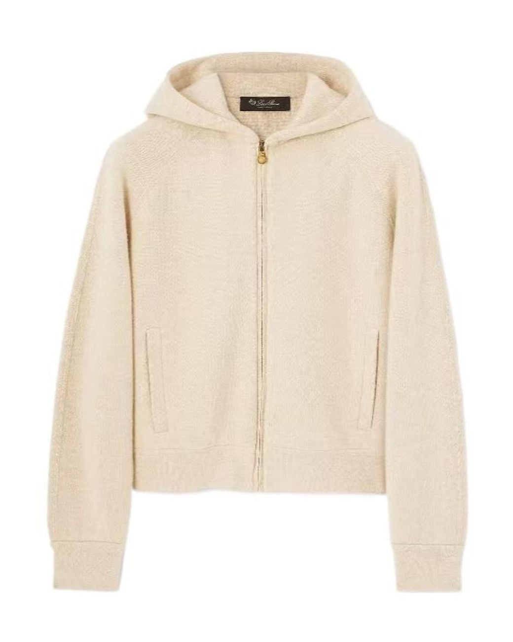 Loro Piana Natural Brienno Zip-Up Knit Hoodie