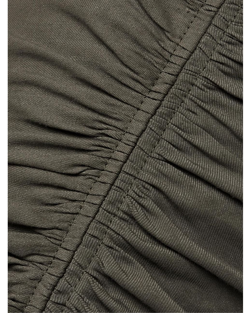Proenza Schouler Green Remi Ruched Organic Linen-Blend Twill Maxi Dress