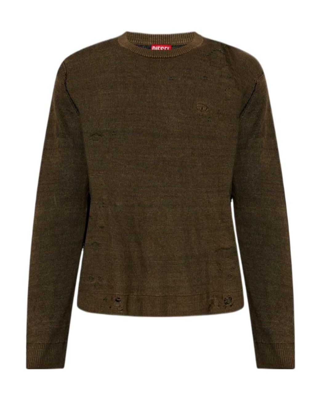 DIESEL Green K-Daianas Distressed Crewneck Jumper for men