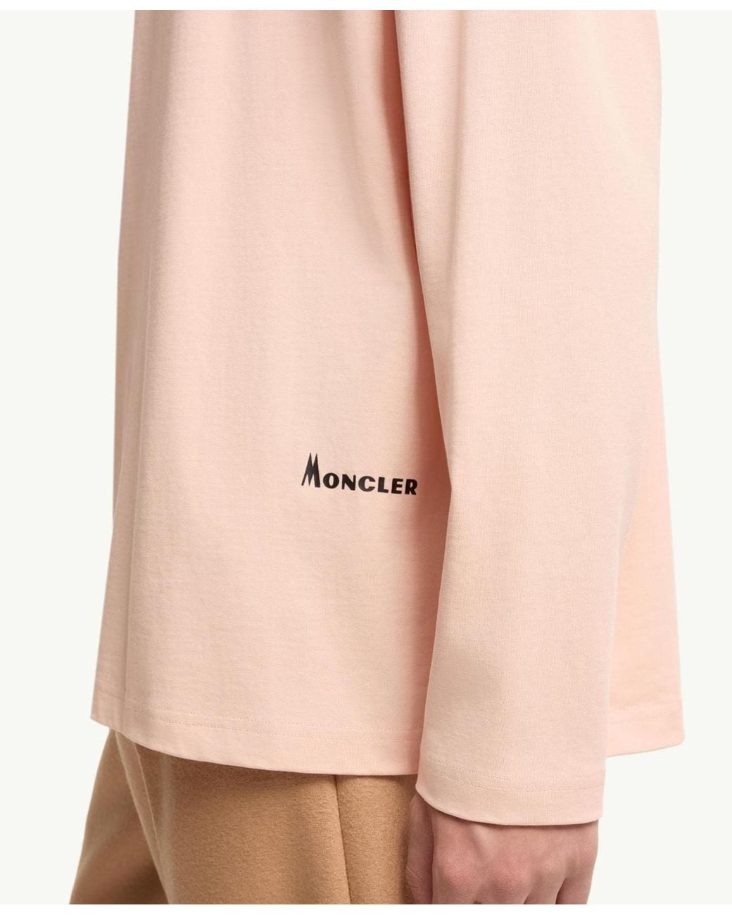 Moncler Pink K2 Print Long Sleeve Cotton T-Shirt for men