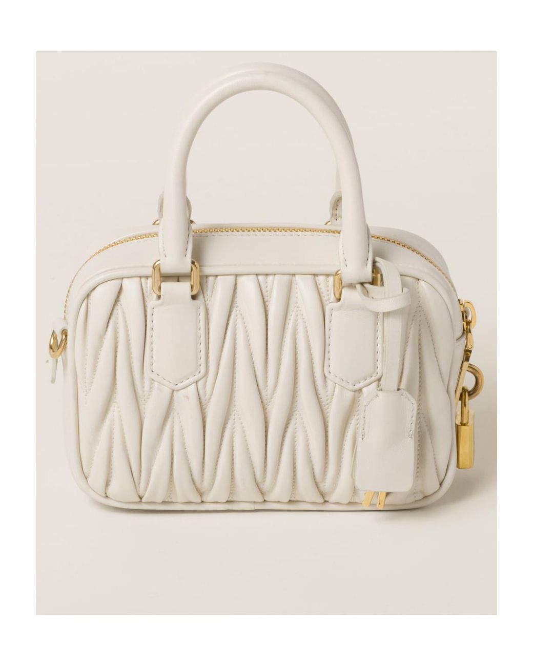 Miu Miu Natural Arcadie Matelassé Nappa Leather Bag