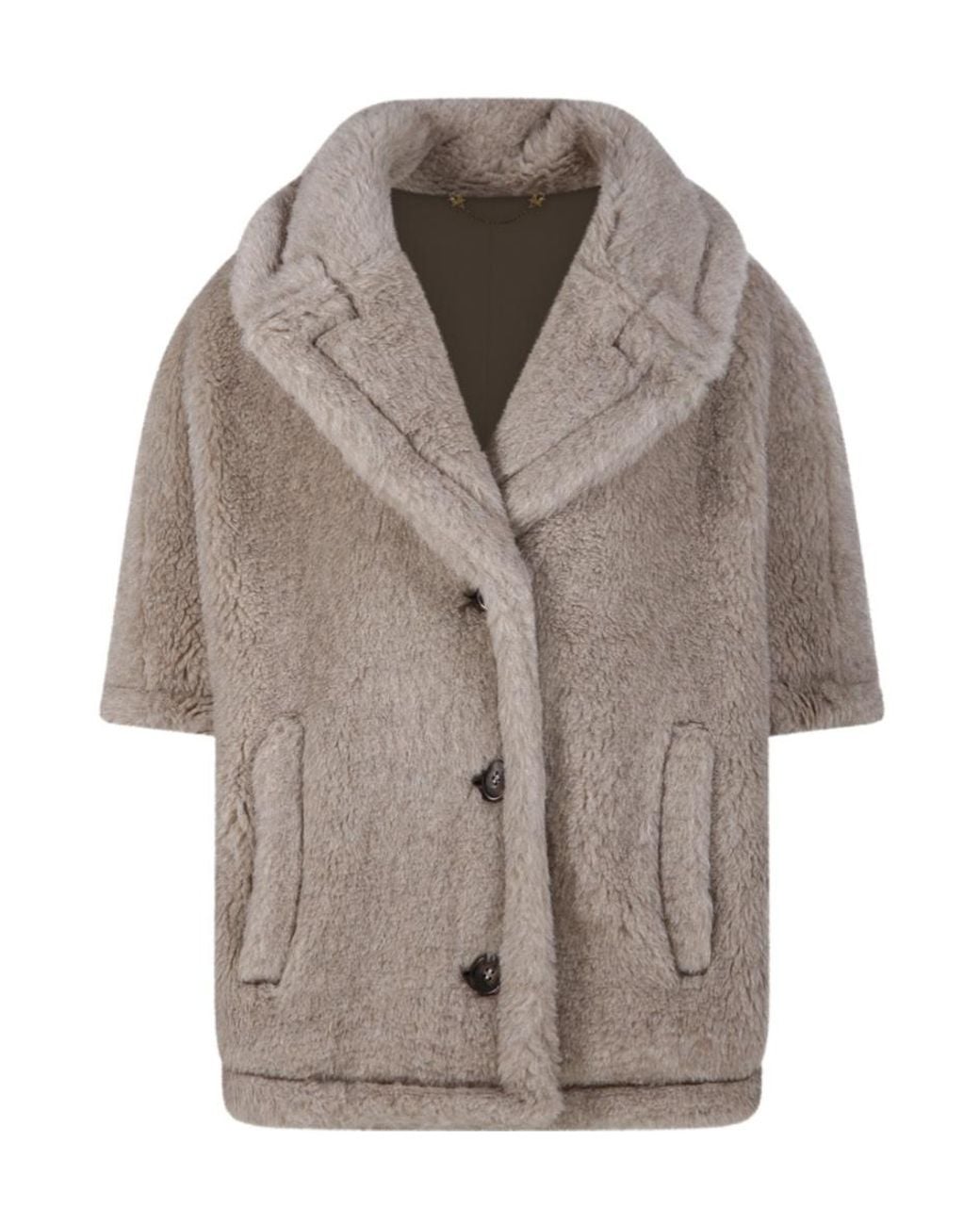 Max Mara Gray Corvino4 Button-Up Short-Sleeved Coat