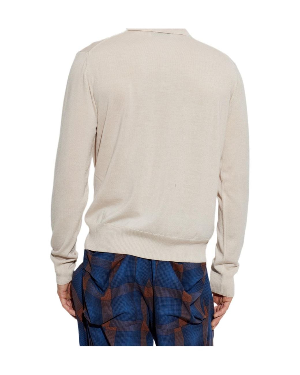 Vivienne Westwood White Orb Logo Knitted Polo Shirt for men