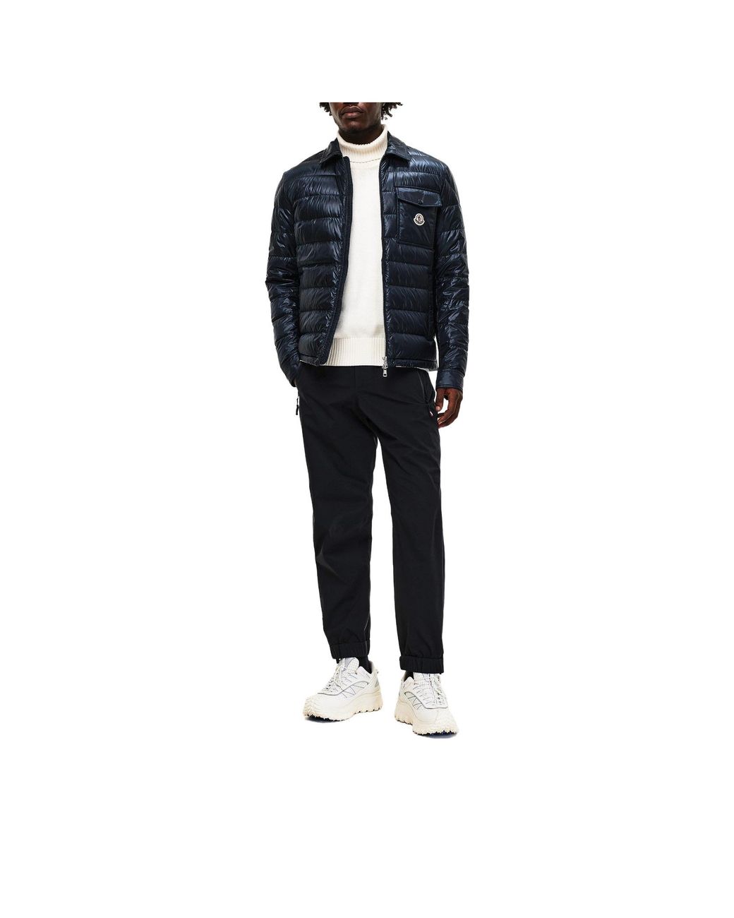 Moncler Blue Quilted Down Shirt Jacket for men