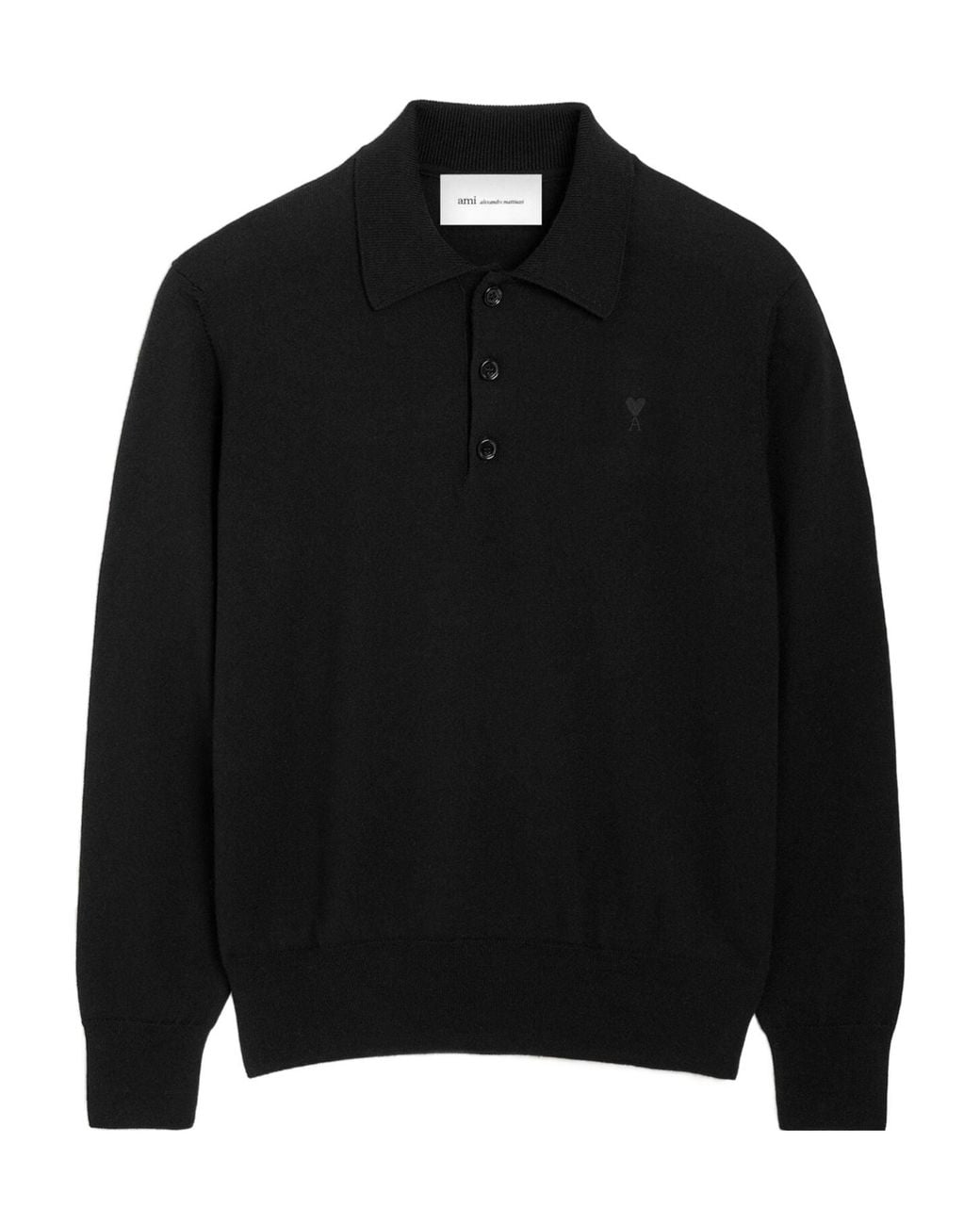 AMI Black Ami Ami De Coeur Polo Shirt for men
