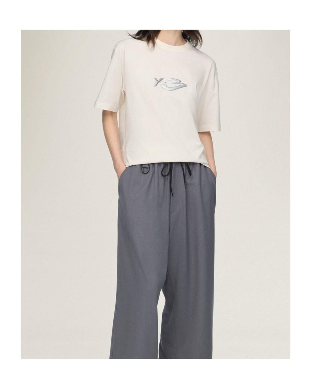 Y-3 White Logo Crew-Neck T-Shirt for men