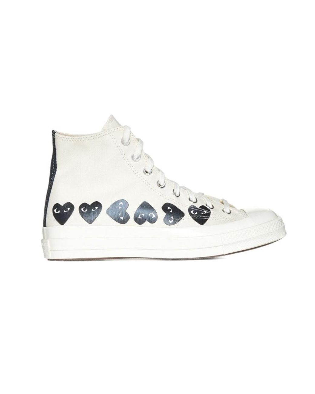 Comme des Garçons White Printed High-Top Sneakers