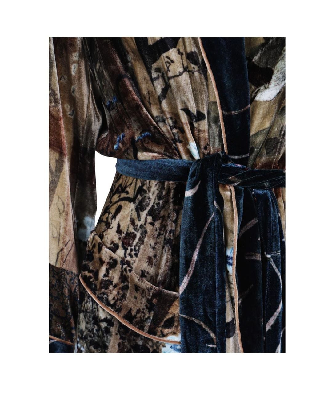 Pierre Louis Mascia Black Landscape-Print Belted Coat