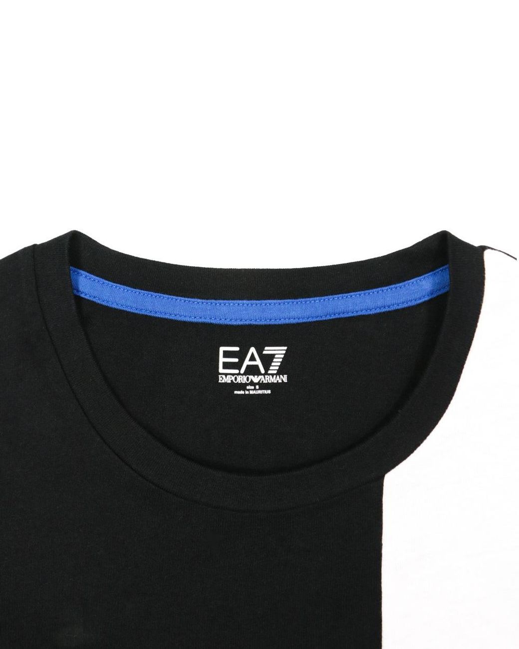EA7 Black Logo Printed Round Collar T-Shirt for men