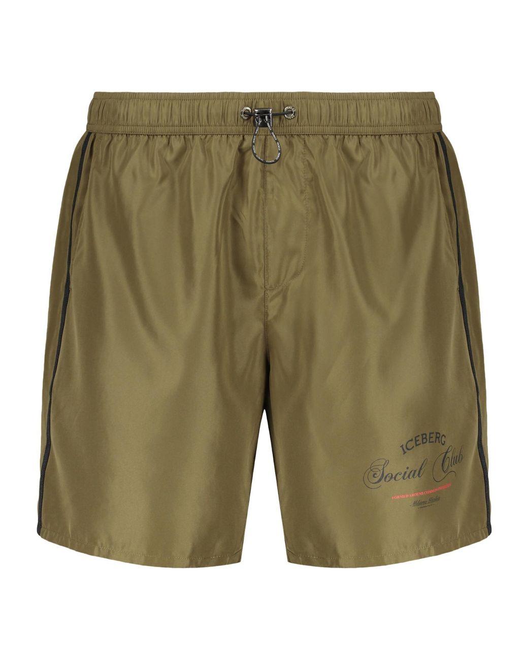 Iceberg Green Stamp Print Swim Shorts for men