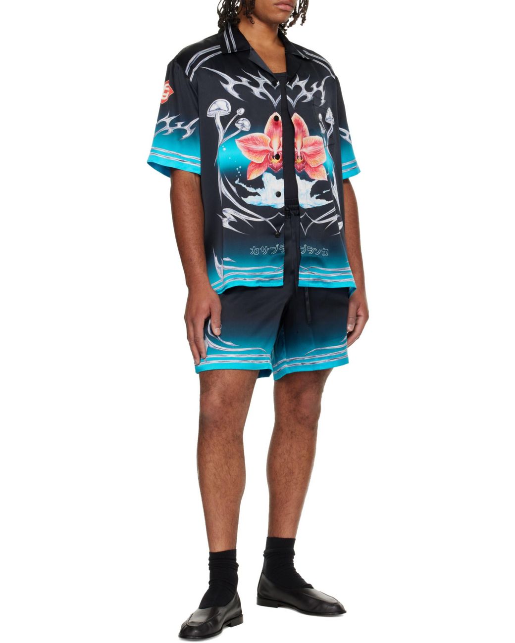 Casablanca Blue Blades Mushroom-Print Shorts for men