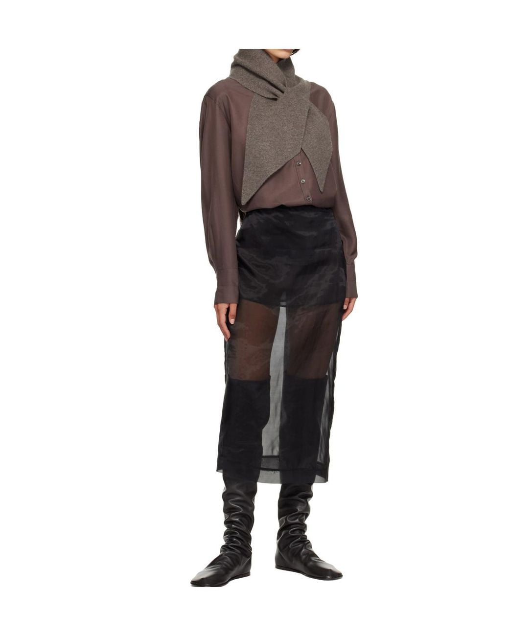 Studio Nicholson Brown Pointed-End Scarf