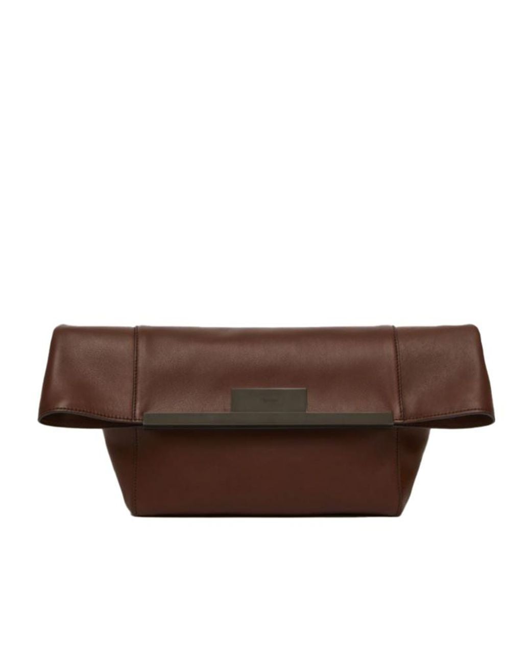 Max Mara Brown Small Natural Leather Clutch Bag