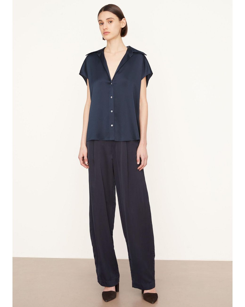 Vince Black Button-Up Blouse