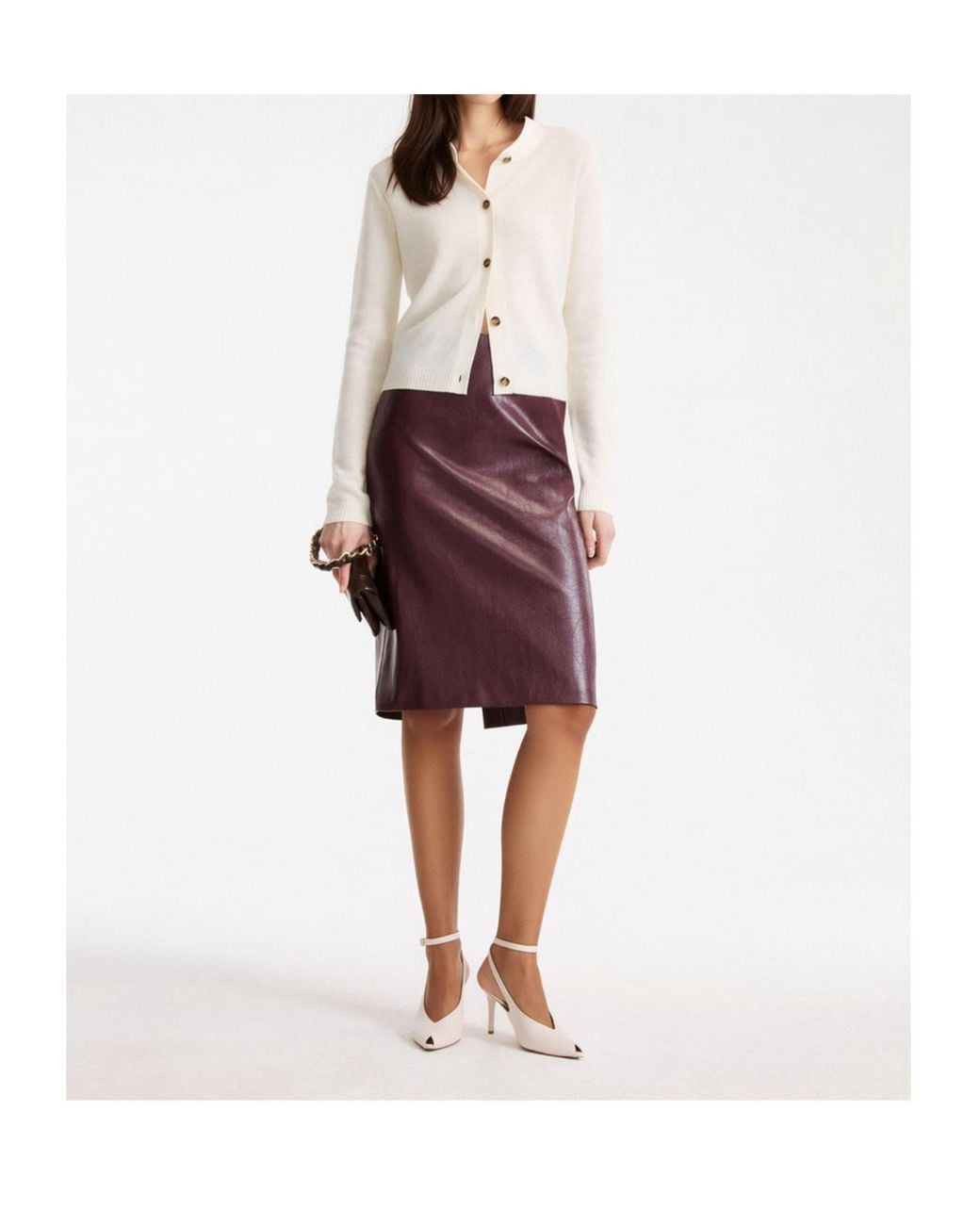 Marella White Ribbed-Knit Crew-Neck Top