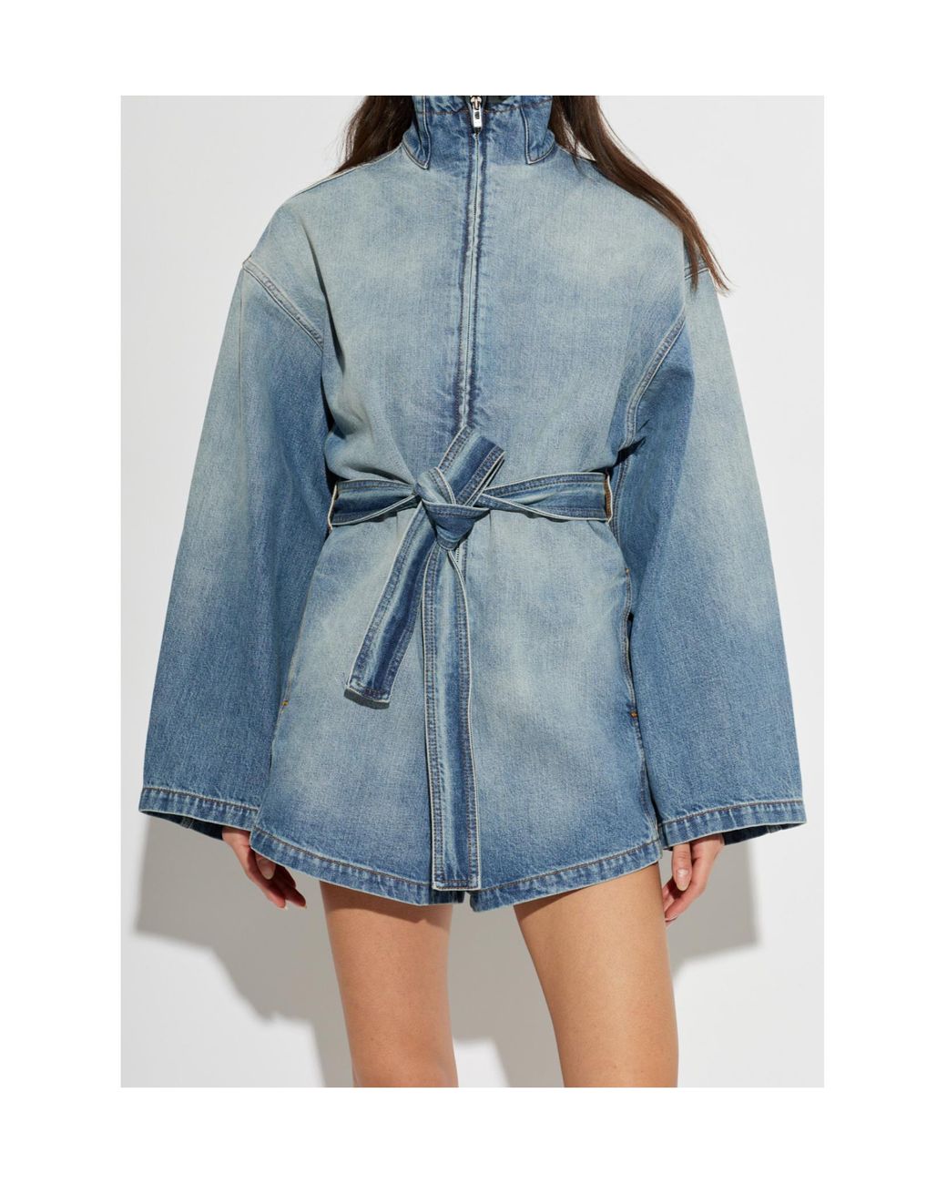 Alaïa Blue Alaïa Belted Denim Jumpsuit