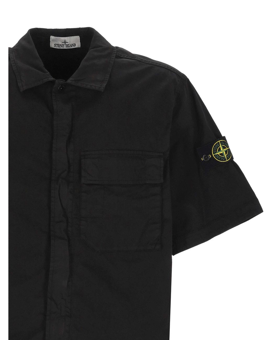 Stone Island Black Short Sleeve Buttoned Shirt for men