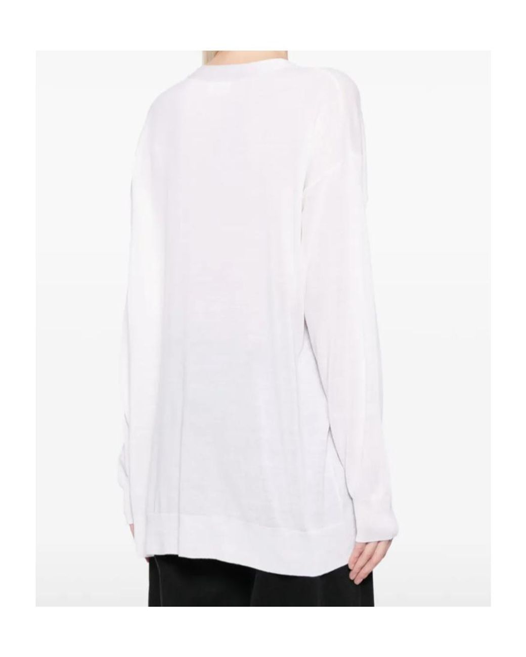 P.A.R.O.S.H. White V-Neck Rib-Trim Cardigan