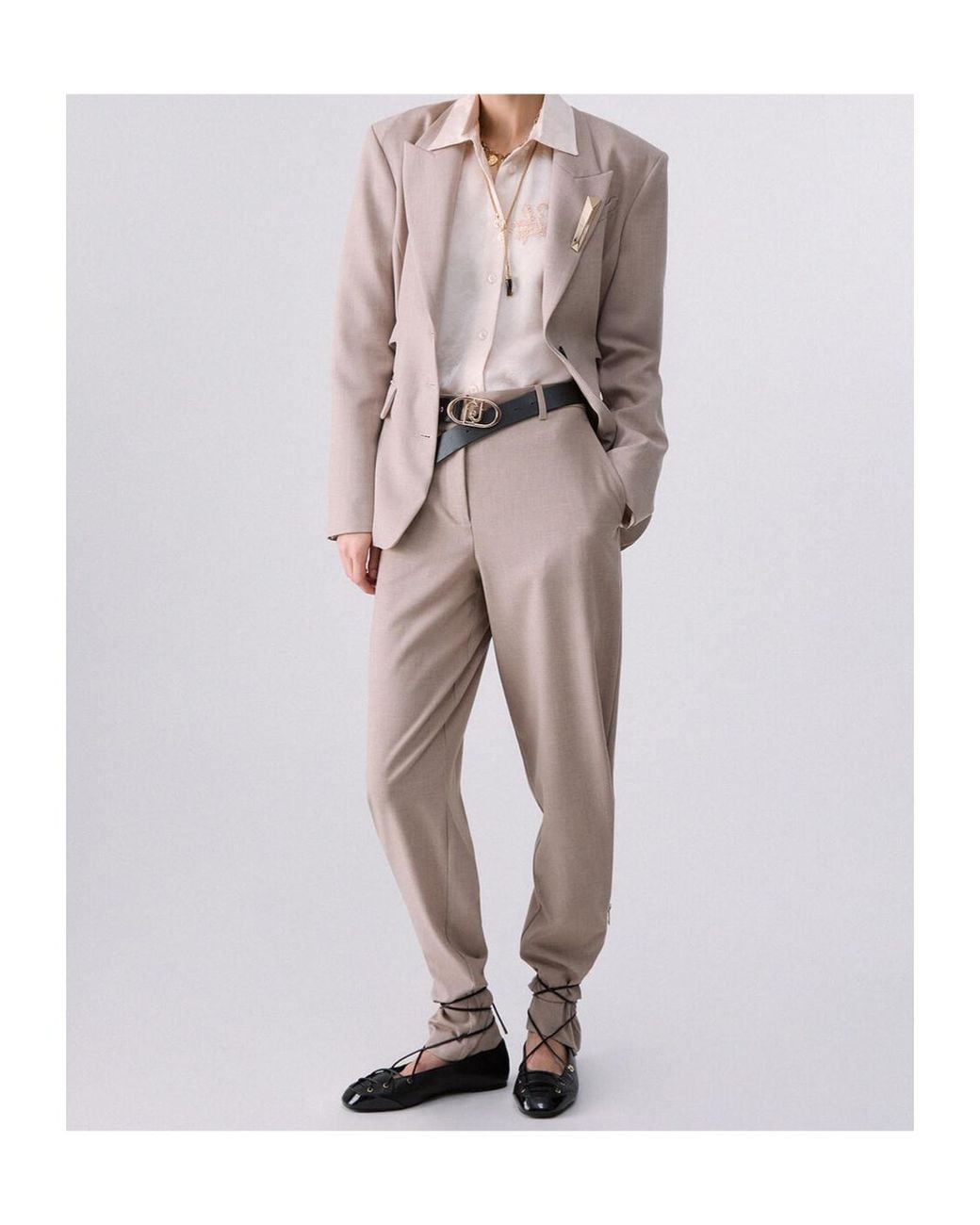 Liu Jo Natural Single-Breasted Suit Jacket