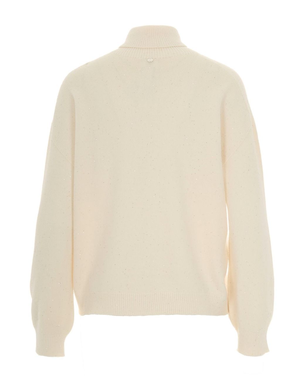 Liu Jo Natural Sequin Embellished Polo-Neck Jumper