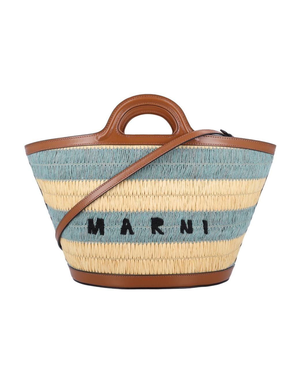 Marni Blue Logo Embroidered Tote Bag