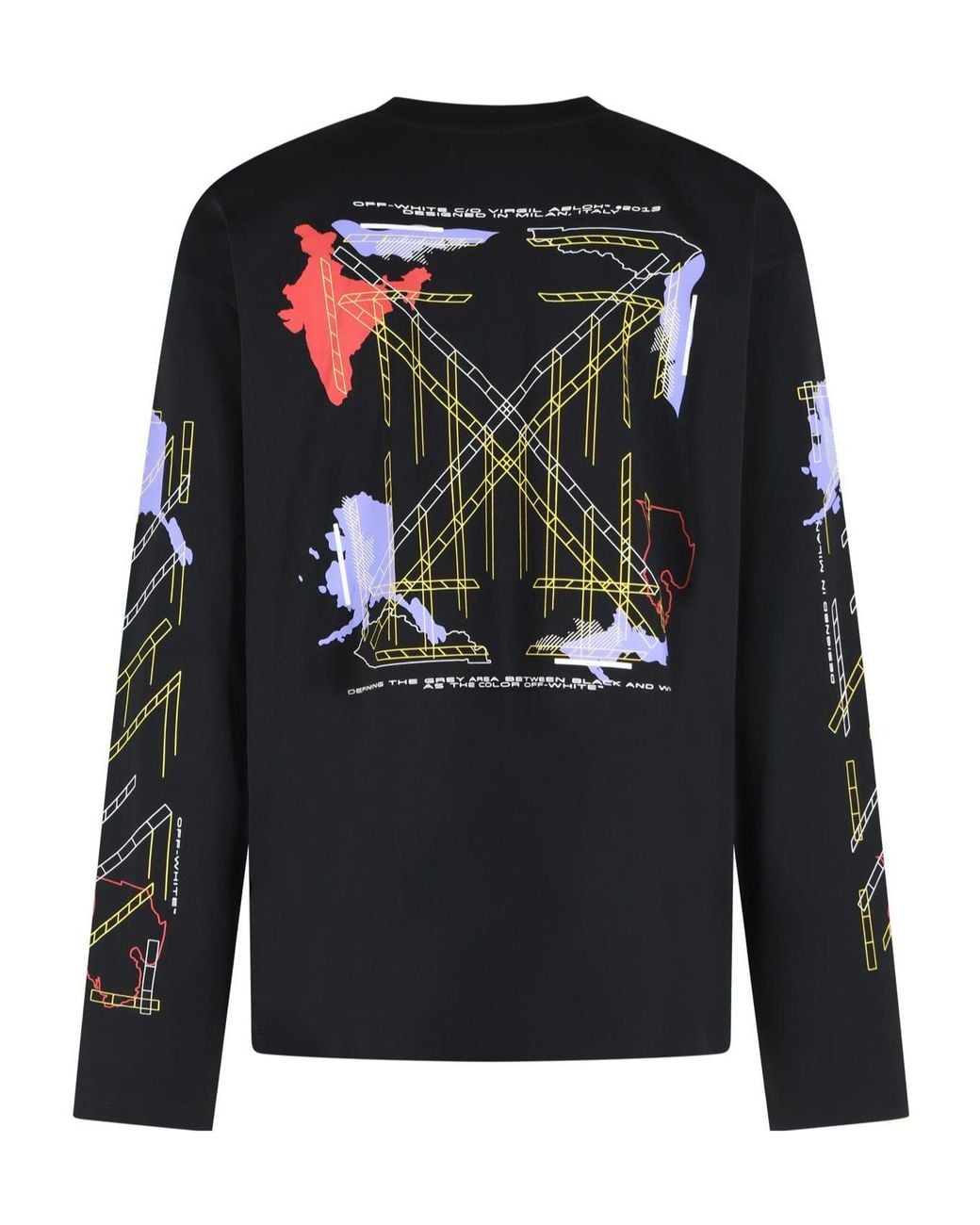 Off-White c/o Virgil Abloh Black Archigeography Arrow Long-Sleeve T-Shirt for men