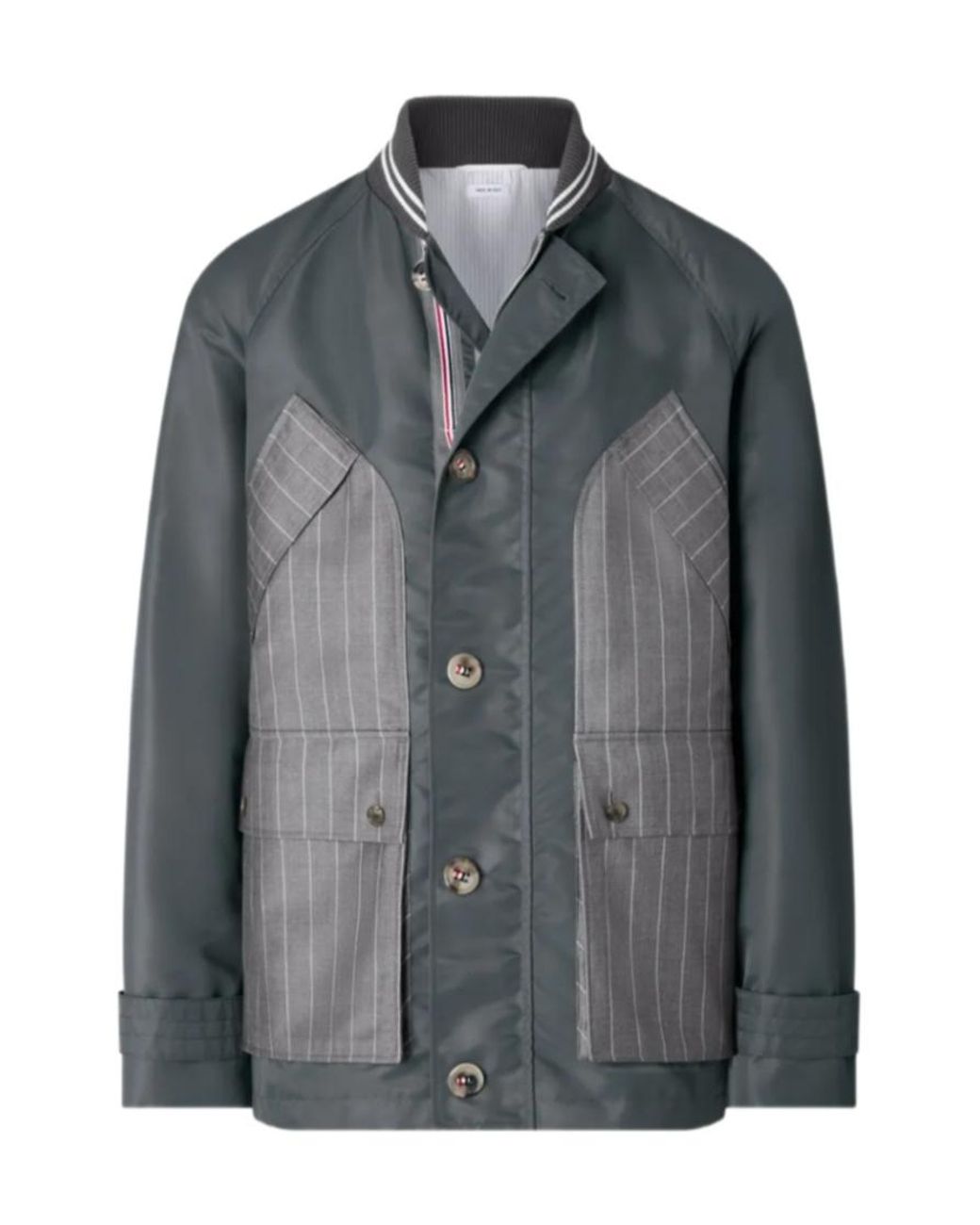 Thom Browne Gray Pinstripe-Panelled Field Jacket for men