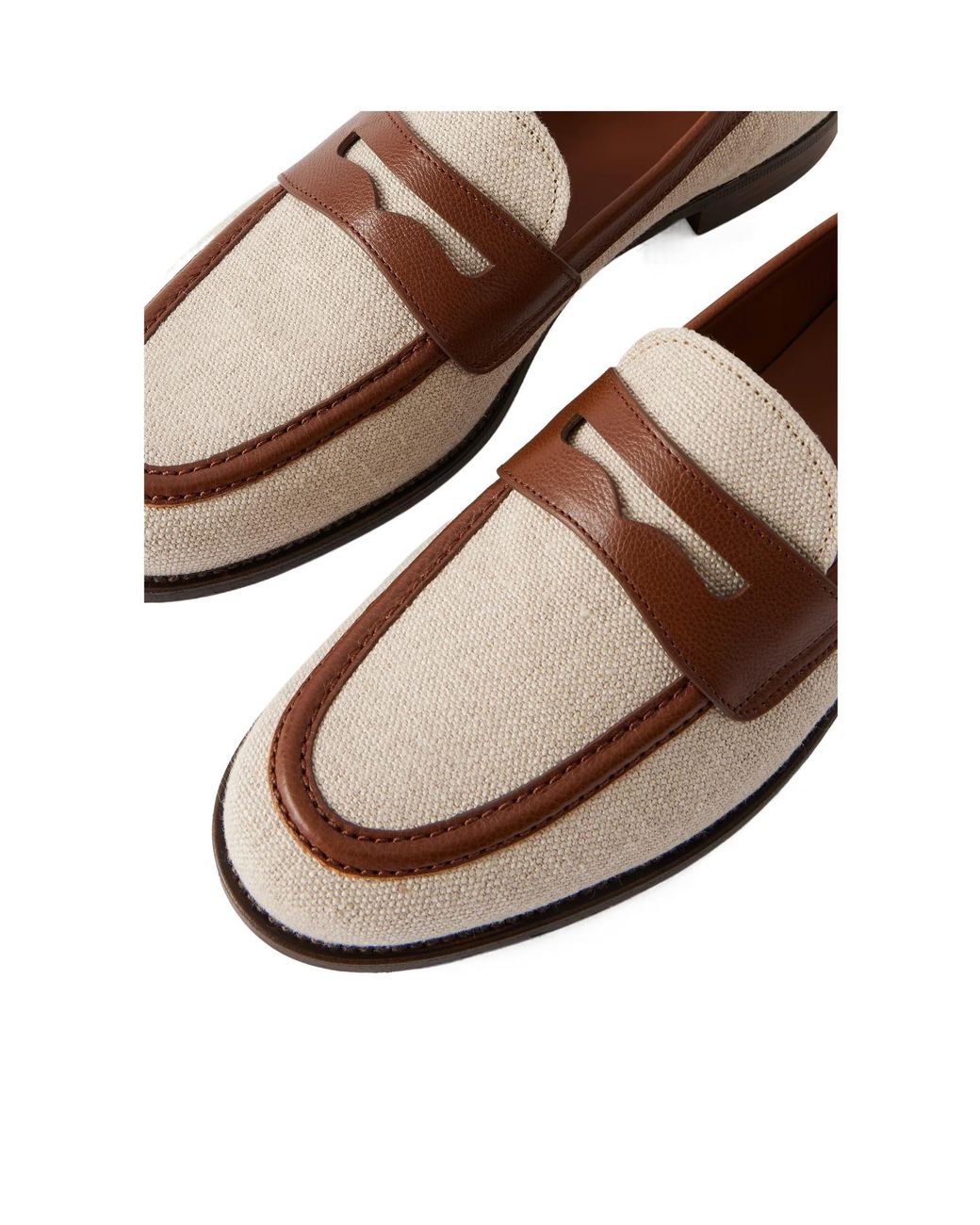 Church's Brown Leather-Trimmed Canvas Penny Loafers