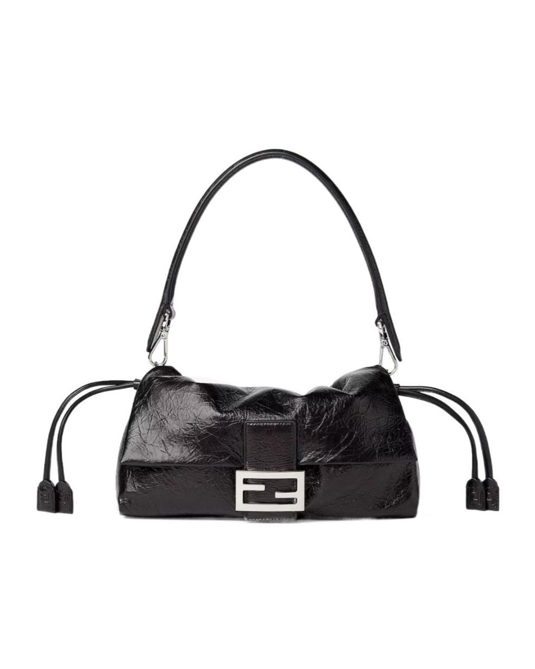 Fendi Black Baguette Soft Medium Shoulder Bag