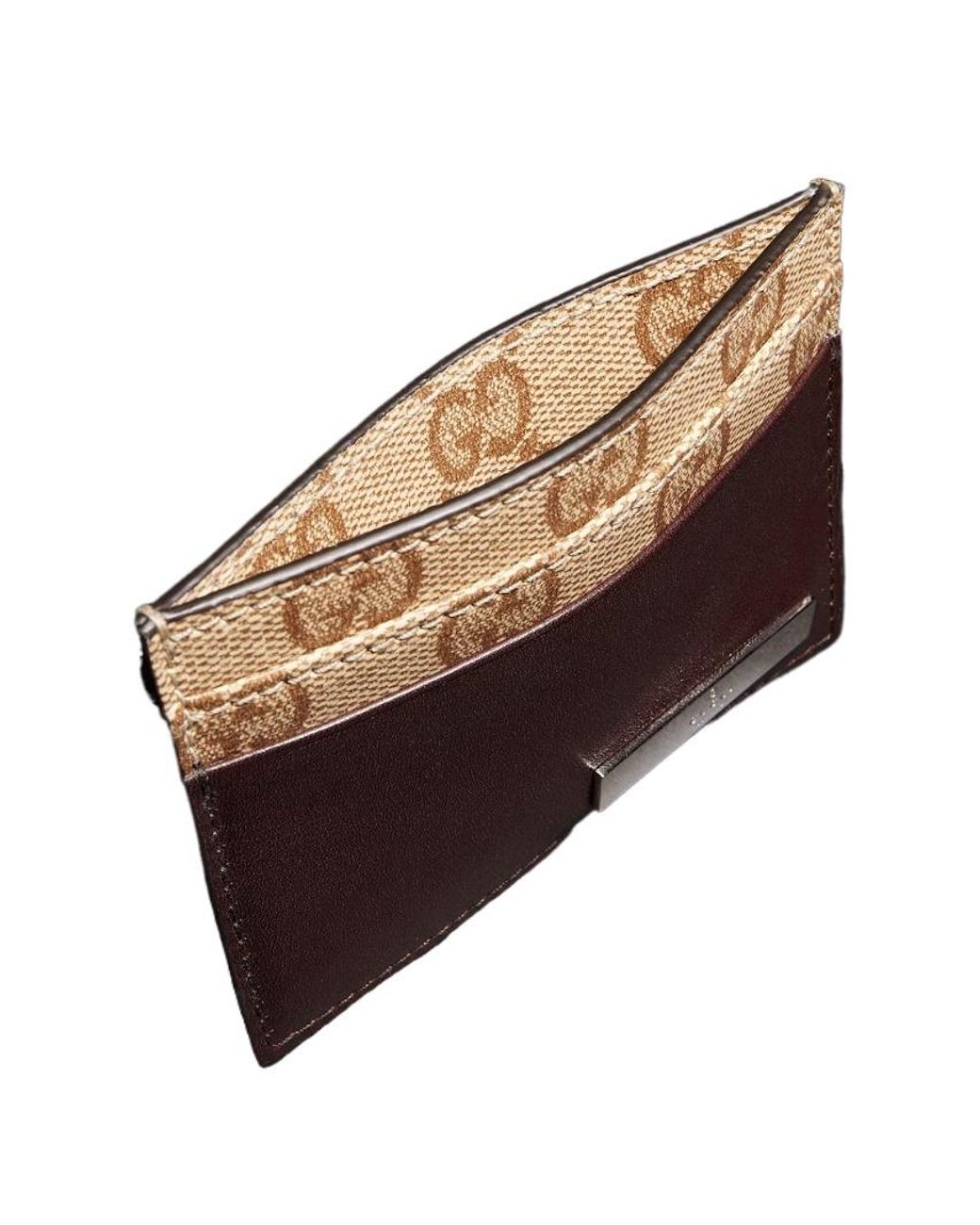 Gucci Brown Card Case With Metal Tag for men