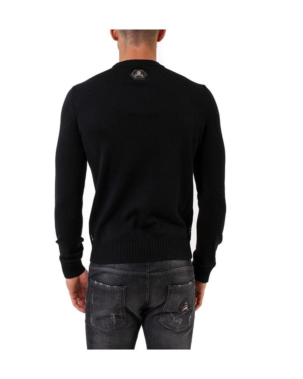 Philipp Plein Black Logo Pullover for men