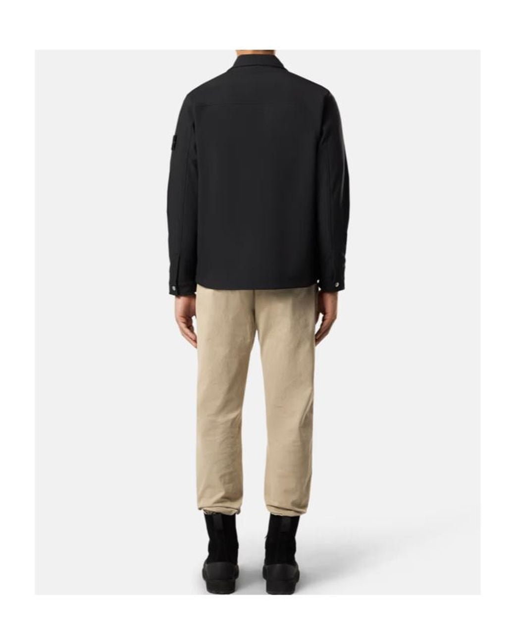 Stone Island Black Logo Patch Zip-Up Jacket for men