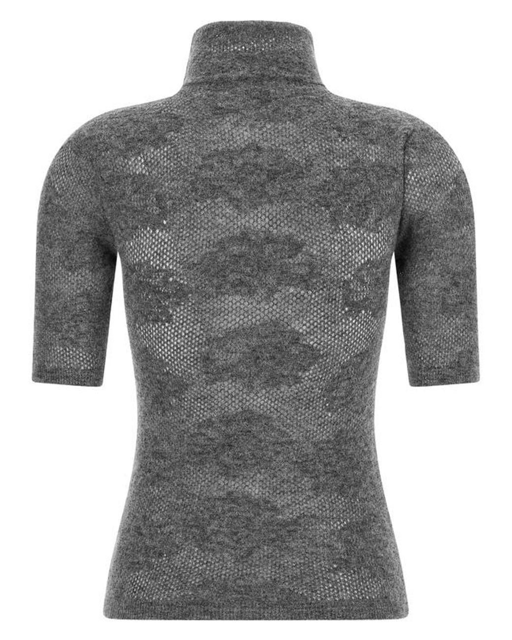 Brunello Cucinelli Gray Short-Sleeve Turtleneck Jumper