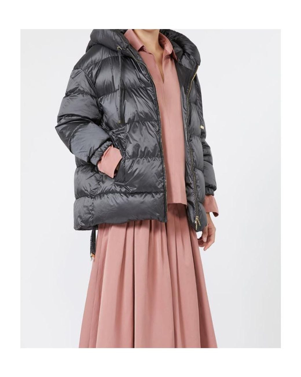 Max Mara Gray Long-Sleeved Cotton-Padded Jacket