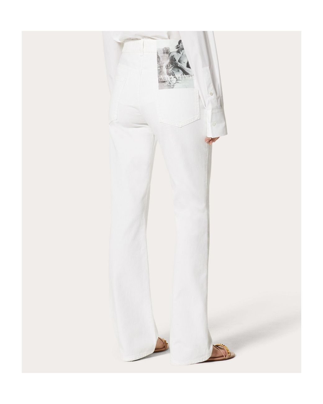 Valentino White Logo Printed Straight Leg Jeans