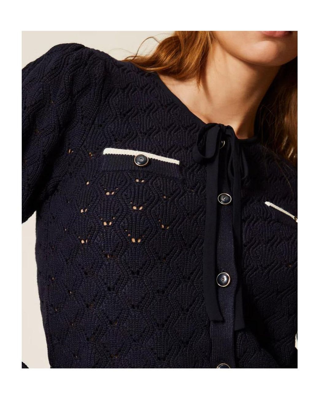 Twinset Blue Bow-Embellished Knitwear