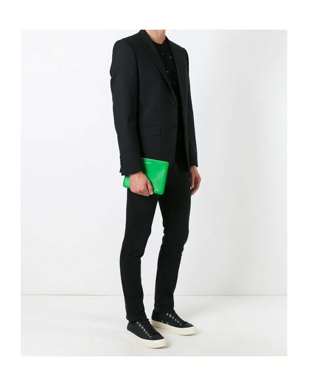 Comme des Garçons Green Zip-Up Leather Wallet for men