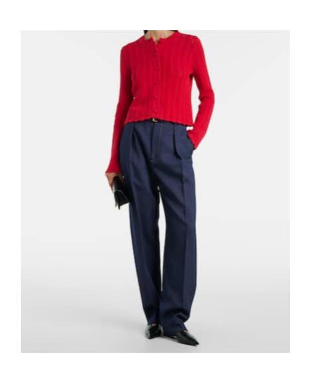 Altuzarra Red Mariette Scalloped Pointelle Cotton Cardigan
