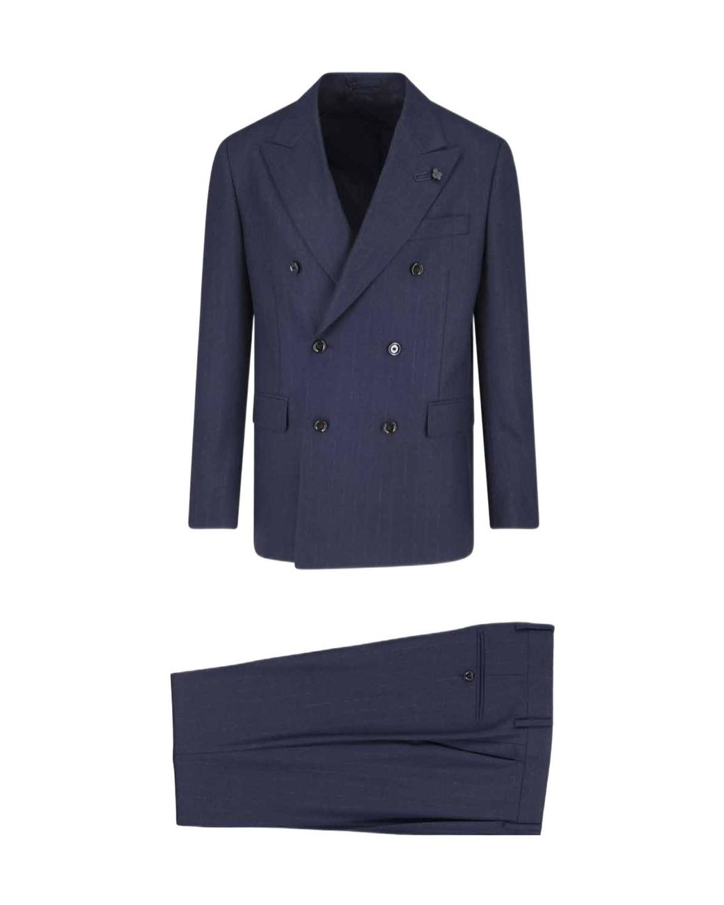 Lardini Blue Double-Breasted Tailored Suit for men