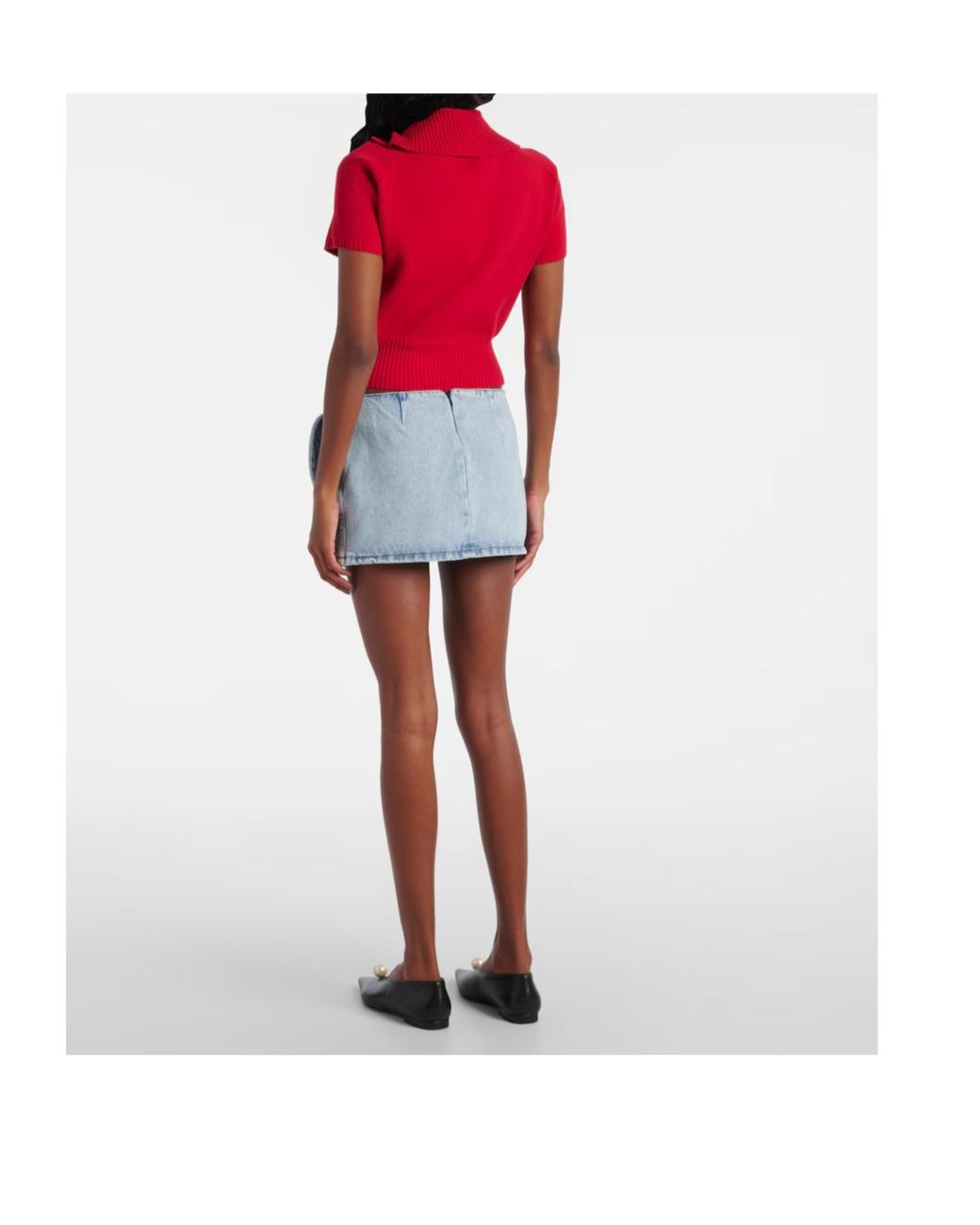 Magda Butrym Blue Floral-Appliqué Denim Miniskirt