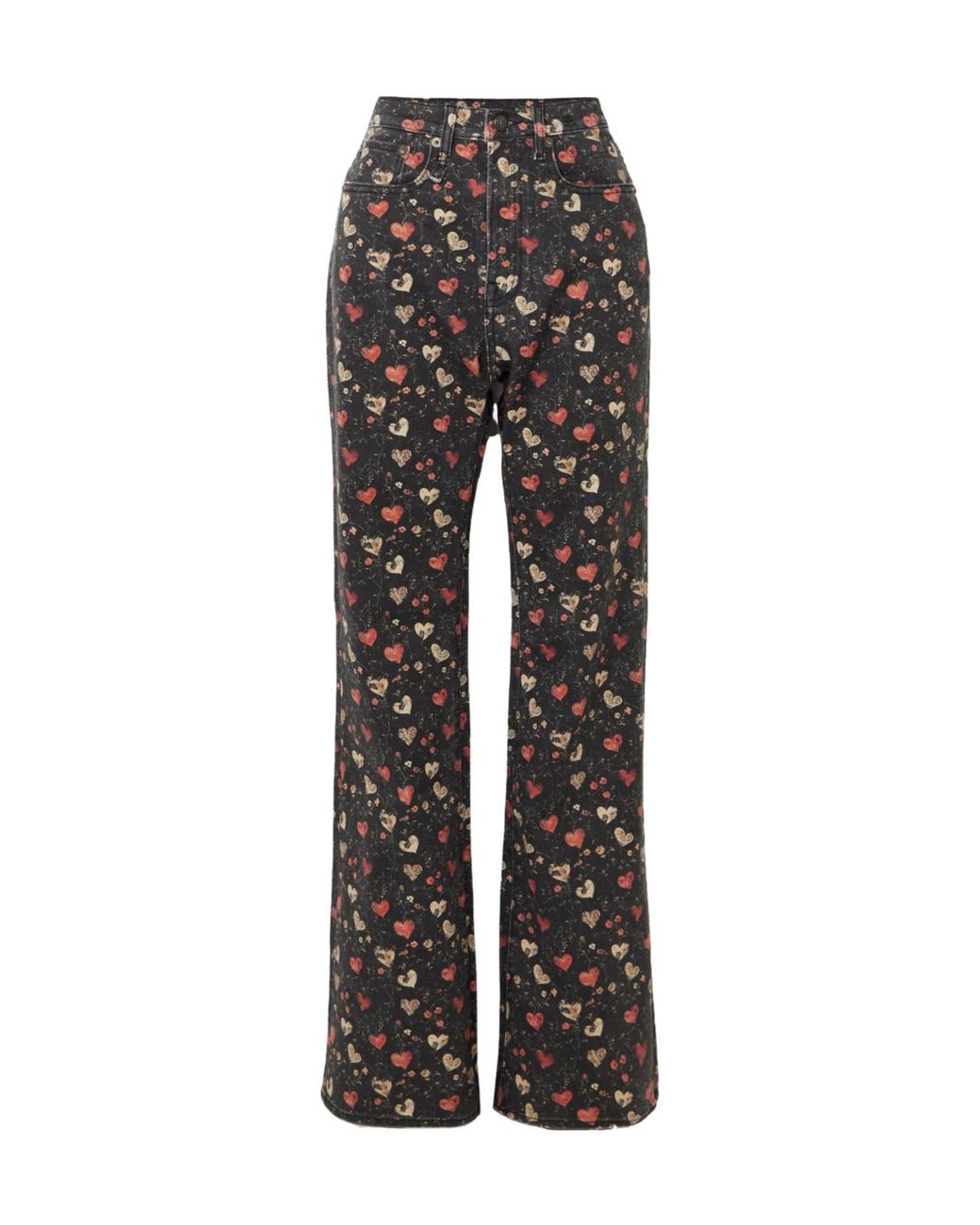 R13 Gray Jane Printed Mid-Rise Jeans